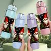 1PC Santa Gnome Christmas Pattern 750ml Color Plastic Sports Water Bottle Leakproof Flip Straw Lid Suitable for Sports Office Home Use