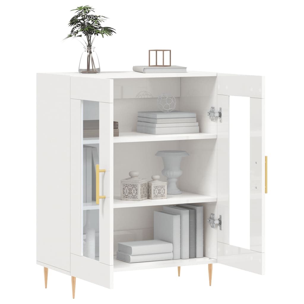 Vidaxl Schrank, Weiß, Glänzend, 69,5X34X90 Cm, Holzwerkstoff