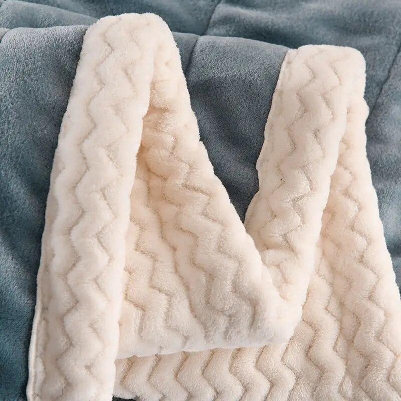 Thick Imitation Lamb Wool Blanket Winter Double-sided Three-layer Quilted Blanket Skin-friendly Cozy Warm Bed Cover Blanket