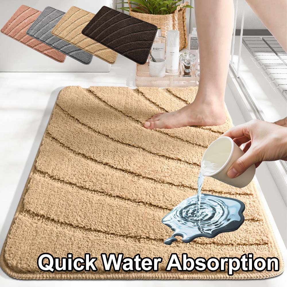 3D Bathroom Soft Plush Anti-skid Mat Super Absorbent Solid Color Rug for Toilet/Washroom Durable Easy To Clean Carpet Alfombra