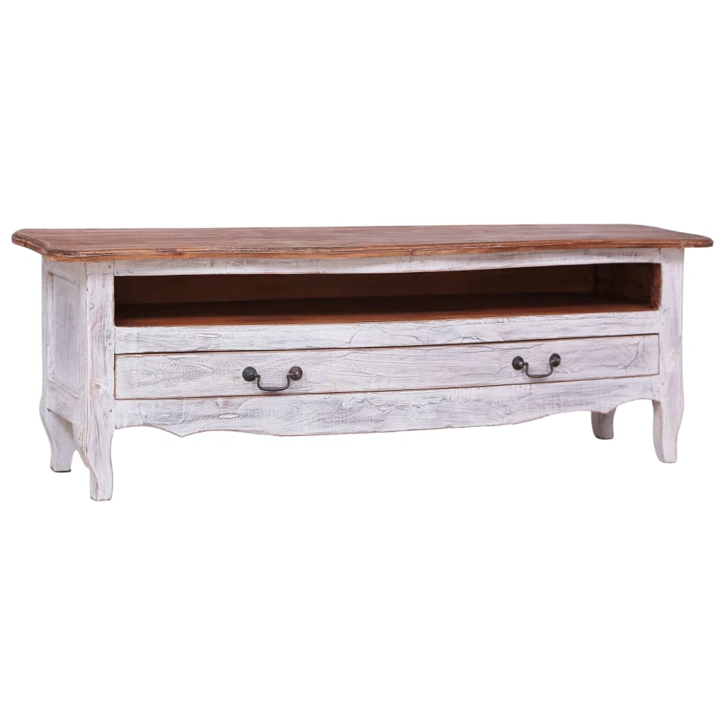TV-Schrank, 120 x 30 x 40 cm, Weiß, Massivholz Recycelt