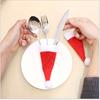 50pcs Christmas Hat for Fork Knife Tableware Decorations Plush Mini Santa Hat Family Party Decor New Year Gifts Xmas Hat Gifts