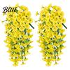 Wedding Artificial Flowers for Outdoor Fake Hanging Morning Glory with Eucalyptus Leaves UV Flower Bouquet Resistant Faux Plants Petunias