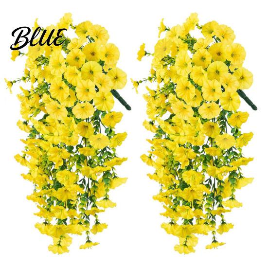 Wedding Artificial Flowers for Outdoor Fake Hanging Morning Glory with Eucalyptus Leaves UV Flower Bouquet Resistant Faux Plants Petunias