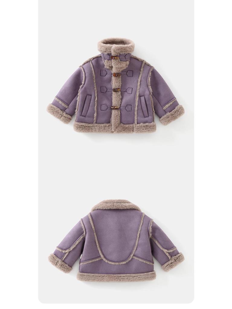DUUDUU Kids' Velvet Korean-Style Cotton-Padded Winter Jacket - Furry Girls' Outerwear