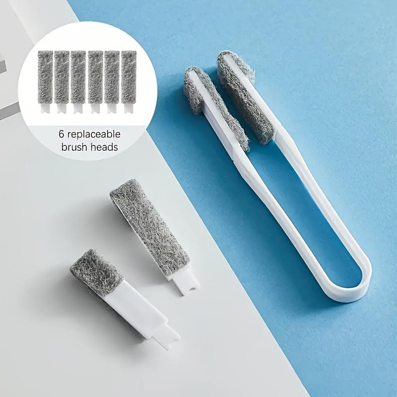 1 Set Shutter Dust Collector Clip-on Cleaning Brush, air conditioner vent slit cleaning tool, reusable dust brush with 6 replaceable heads
