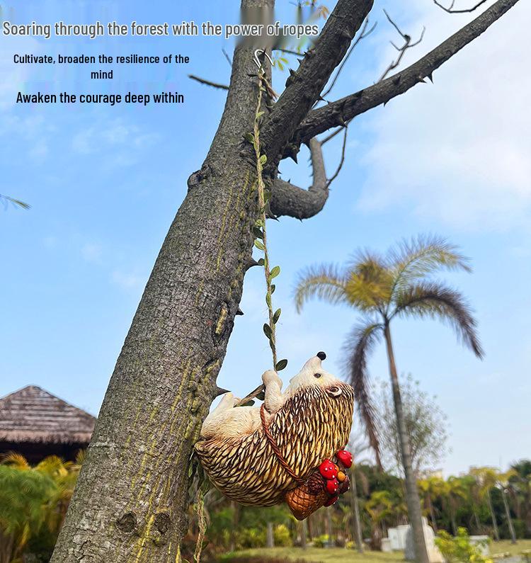 Hanging Hedgehog Tree Ornament for Outdoor Gardens & Micro Landscape Decor