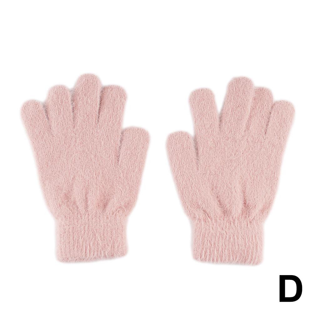 Fashion Winter Mink Velvet Five Finger Gloves Plush Warm Cold-proof Gloves Women Outdoors Cycling Solid Color Five Finger Gloves