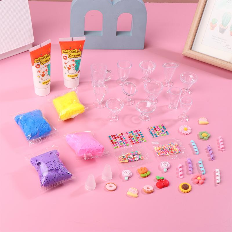 Creative Diy Ice Cream Clay Making Materials Set Simulation Dessert Cup Ice Cream Handicraft Gifts Kids Educational Toys