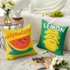 Cute Anime Fruit Cushion Cover Natural Linen Organic Fabric Double-Sided Printing Sofa Home Decor Gift Pillow Case