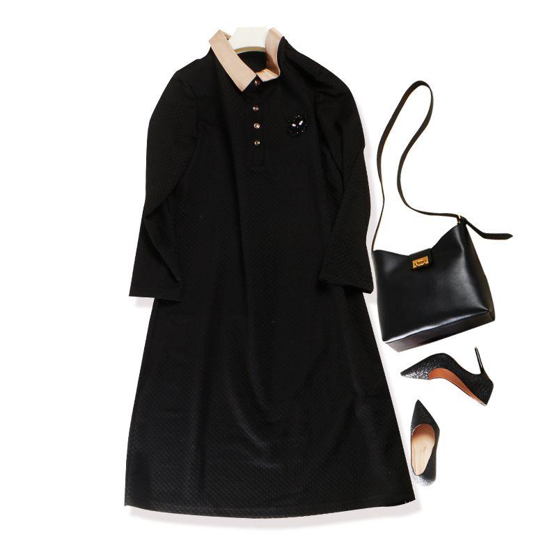 

Островная страна Чу Заказ! Закрытые Глаза Импортный Жаккардовый Хлопок Маленький Лацкан Инопланетный Кот Способный OL Женское Платье Новое Black L