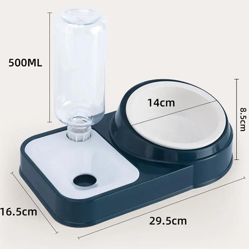 Cat Automatic Feeder for Cat Food Water Bowl Water Fountain Cats Double Bowl Anti-splash Drinker for Cat Stand Dish Bowl