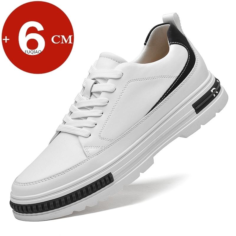 High Quality Lift Sneakers Man Cow Leather Elevator Sports Height Increase Shoes for Men Insoles 6CM Tall Leisure Shoes
