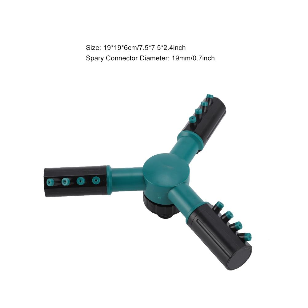 Three way Spray Head 360 Degree Rotating Sprinkler Garden Irrigation (Dark Green)
