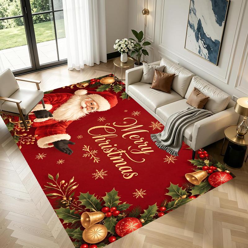 Christmas Pattern Square Area Rug Comfort Indoor Floor Carpet For Home Holiday Gift