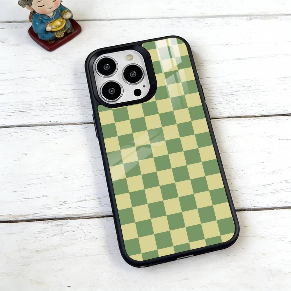Green & Orange Check Phone Case For iPhone17,16,15,14,13,12,11 Plus,Pro Magnetic with Magsafe Wireless Charging