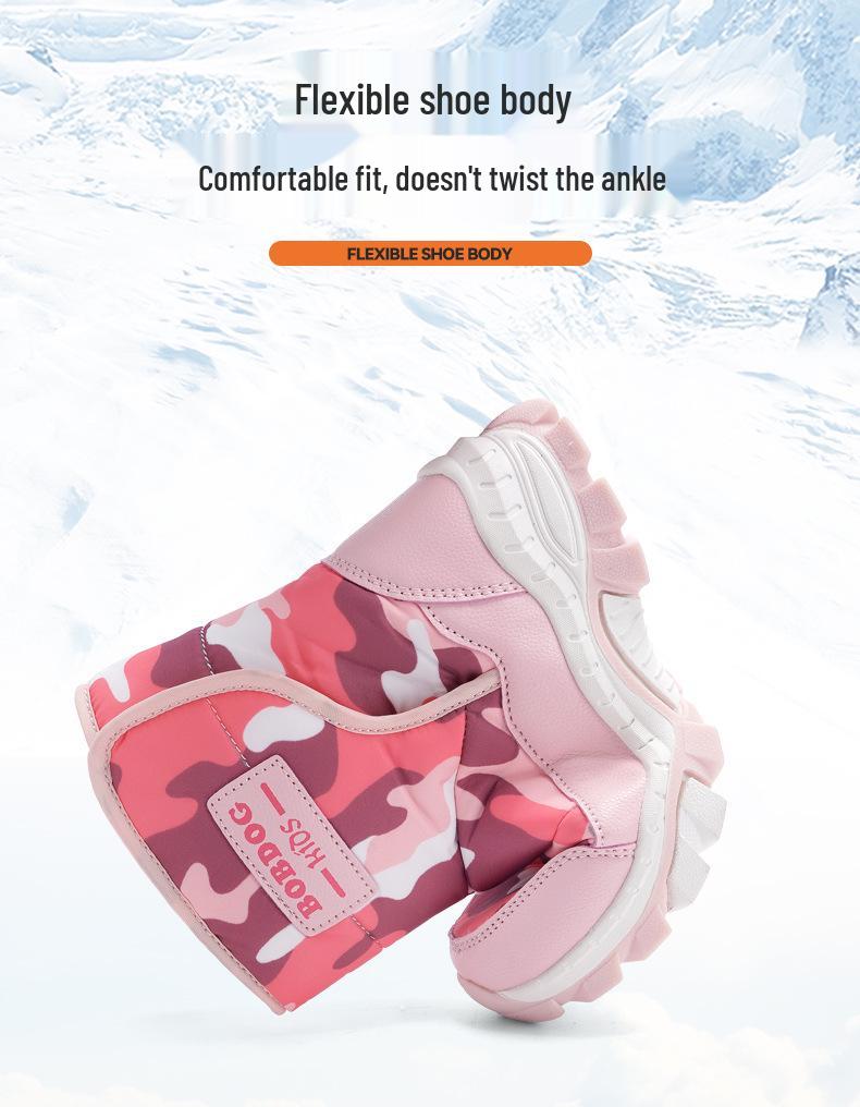 Babudou Jungen 2025 Winter Fleecegefütterte Baumwoll-Schneestiefel - Wasserdicht, Kältefest, Nordost-Stil für Kinder