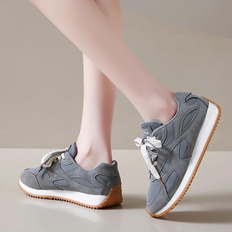 Fashion 2025 New Ladies Shoes Lace-up Women's Vulcanize Shoes Fashion Mesh  Hot Sale Outdoor Slip-Resistant Casual Breathable Sneakers