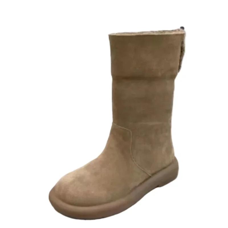 

Fashion 2024 Brand Shoes for Women Slip on Winter Women s Shoes Round Toe Solid Flock Plus Velvet Warm Comfortable Low Heels Snow Boots 35