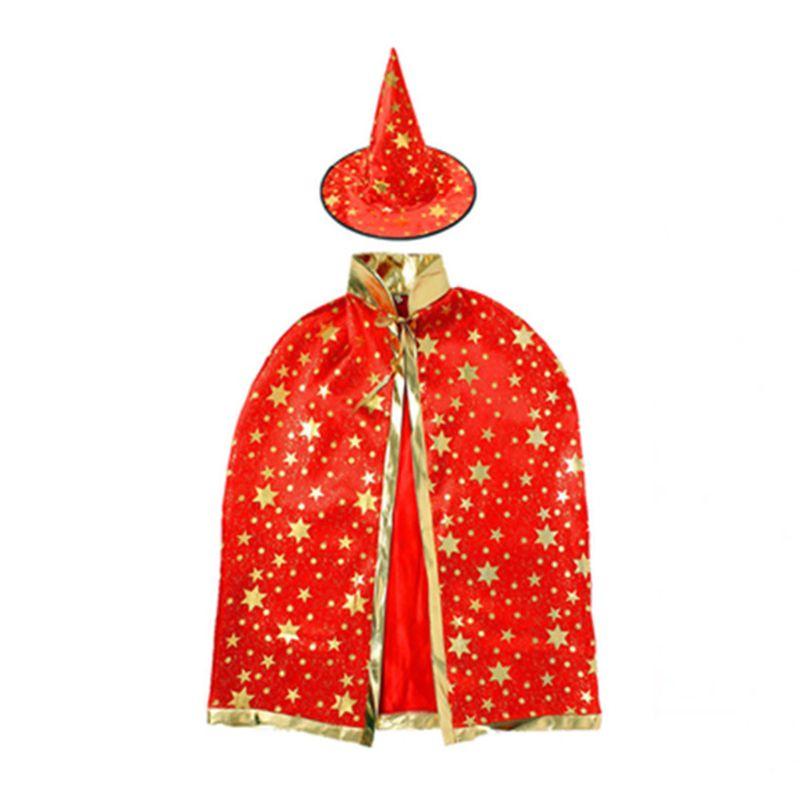 

Плащ Хэллоуин Волшебник Ведьма Детский С Шляпой Косплей Костюмы Реквизит Хэллоуин красный