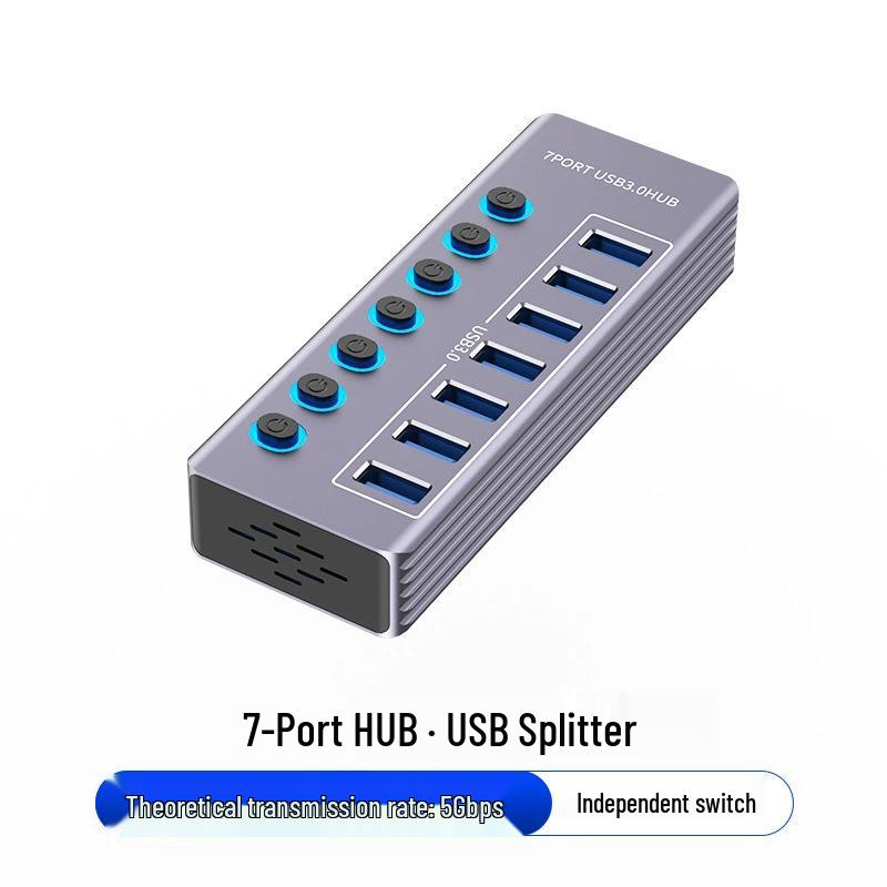 USB 3.0 Multi-Port Docking Station with 7 to 10 Switch-Controlled Ports