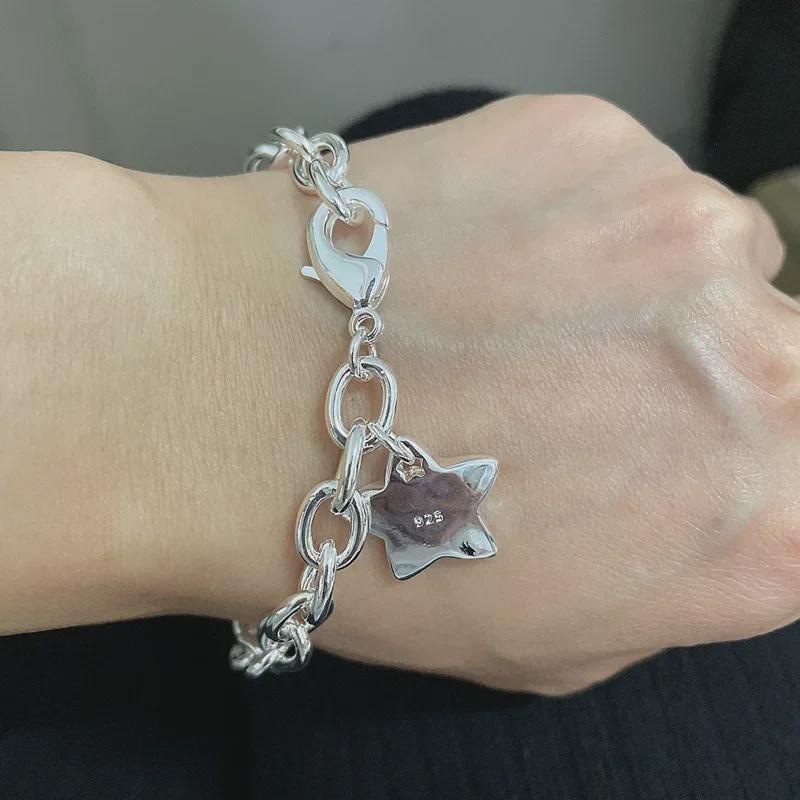 Bracelet Fermoir Crevette Étoile Porte-Bonheur Plaqué Argent 925