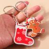 Lovely Wood Gingerbread Man Keychain Christmas Stocking Keyring for Men Women Car Key Holder Handbag Pendants DIY X'mas Gifts