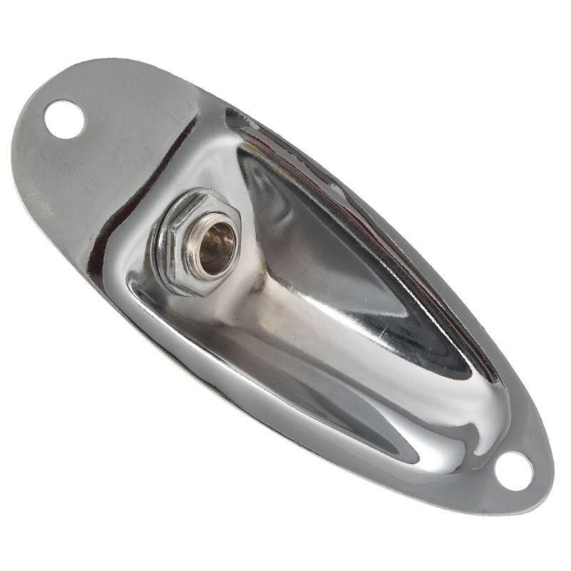 Classy-6Pcs Boat Guitar Jack 1/4 Inch Input Output Jack Plate Socket 6.35Mm Chrome Silver For FD Strat Style Guitar Parts
