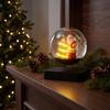Illuminated Santa Sleigh for Mantle Magnetic Levitating Claus Tree Ornament with LED Light, Lighted Rotating Floating Tabletop Christmas Glass