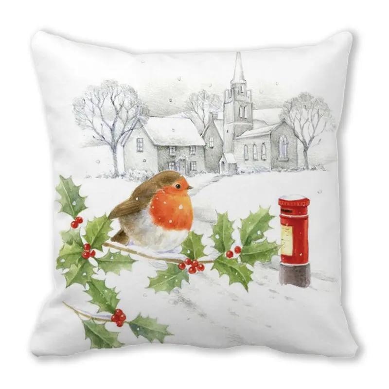 Christmas Theme Atmosphere Printed Pattern Cushion Cover Home Living Room Sofa Decorative Pillow 45x45cm