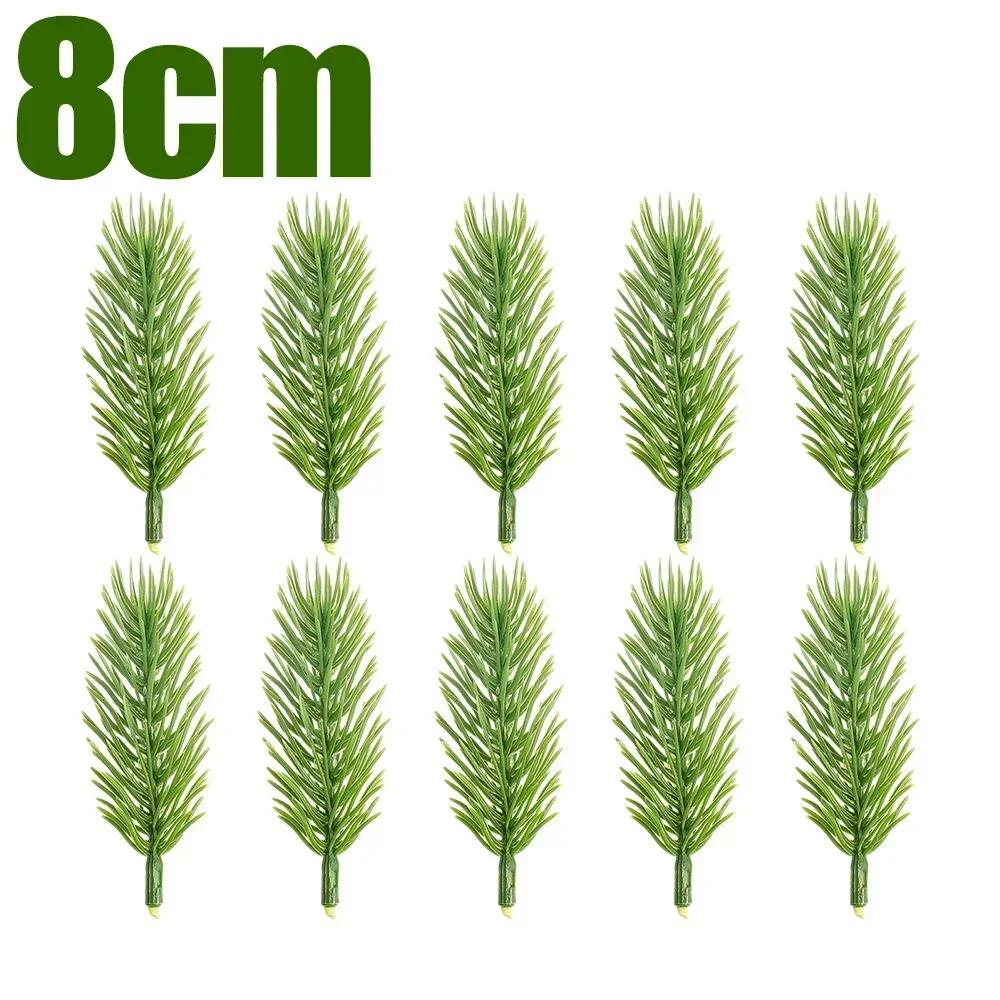 6-12cm Künstliche Kiefernnadeln Weihnachtsschmuck Falsche Pflanzen Zweige Grüne Kiefernnadeln DIY Weihnachtsbaum Kranz Dekoration Geschenke