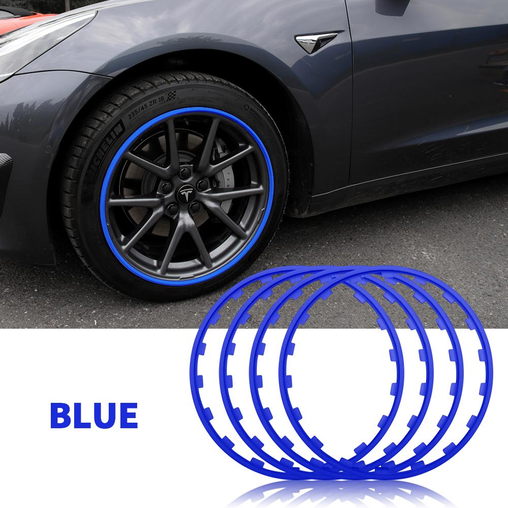 Universal Wheel Hub Protection Ring 17/18/19/20/21 Inch 4 Packs For Volkswagen Ford Toyota Suzuki Honda Tesla Model 3 Y S X BMW 16 inch синий