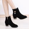 Thickened short boots women's thick heel 2025 autumn and winter warm Internet celebrity women's shoes non-slip versatile high heels velvet women