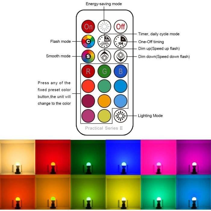 LED Bulb - RGB - E27 - 5W - 12 Colors - Remote Control (Pack of 4)