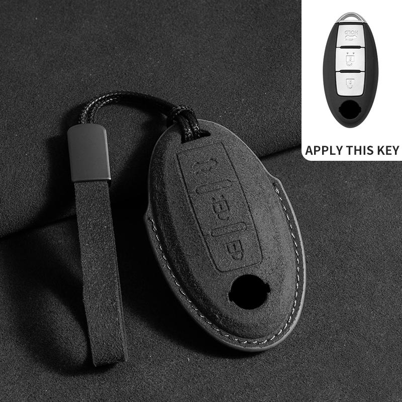 Suede Car Key Case For Nissan Rogue XTrail T32 T31 Qashqai J11 J10 Kicks Tiida Pathfinder Murano Juke Sentra Maxima Rogue Armada