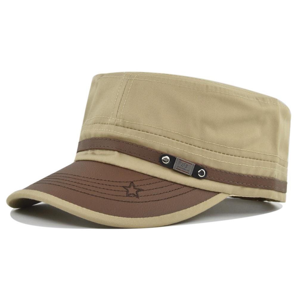 Men's Duck Tongue Cap With Five-pointed Star Embroidery Adjustable Size Cotton Material Summer Sun Hat