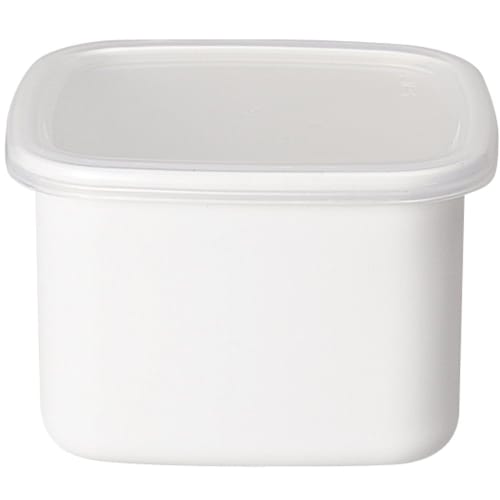 Nodahoro Enamel Storage Container, Heat-Resistant, Square, Medium Size, with Seal Lid, See-Through, White Series, Made In Japan (WS-M)
