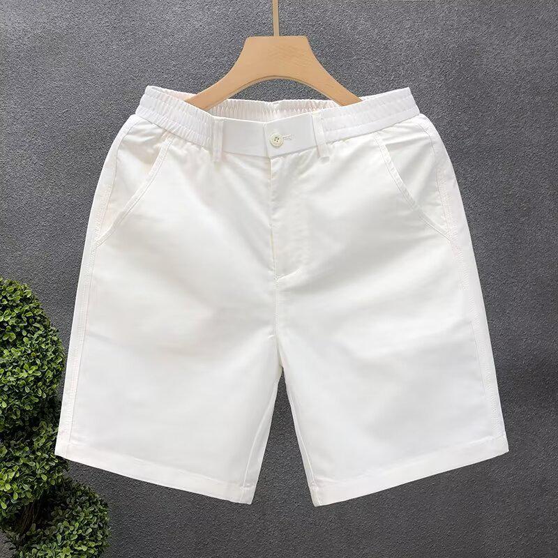 Men's Summer Trendy Straight-Leg White Casual Shorts - Breathable and Stylish