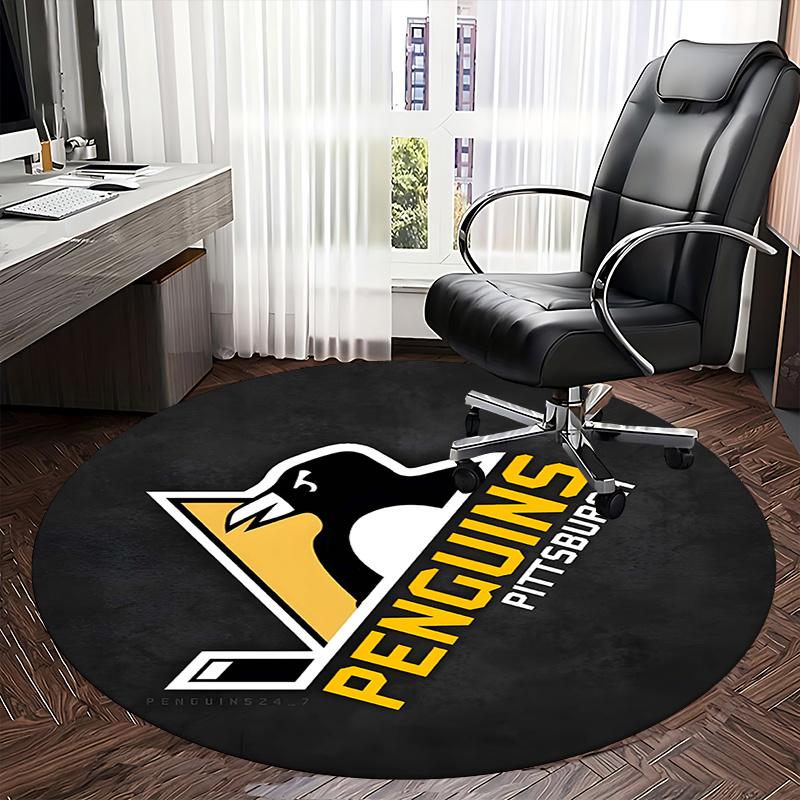 Penguins Hockey Puck Chair mat Round Rug-Office carpet, Non-slip, Suitable for Living Rooms, Bedrooms decor.1205022a