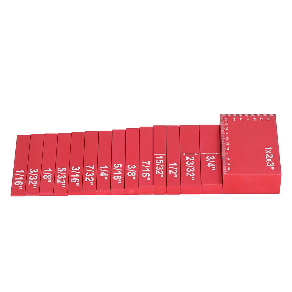 15pcs Setup Blocks Engraved Size Aluminum Alloy High Strength Height Gauge Set for Woodworking