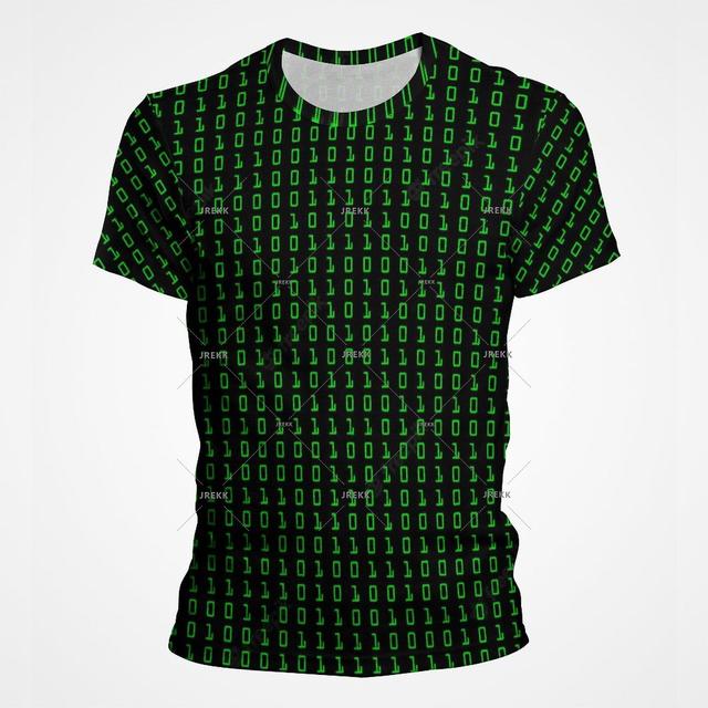 Fashion 3D Printed Green Matrix Code T Shirt For Men Trend Personality Graphic T Shirts Programmer Streetwear Oversized T Shirt Tops