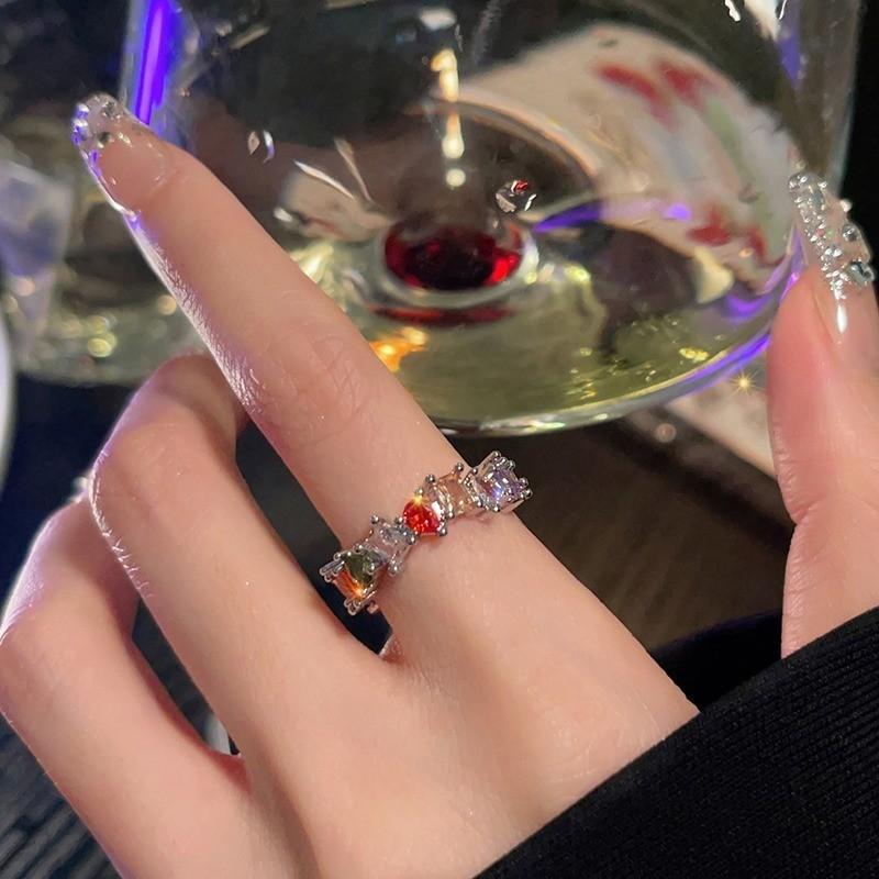 

Copper Sophisticated Ring For Women With Colorful Zircon And Adjustable Open Design Summer For
