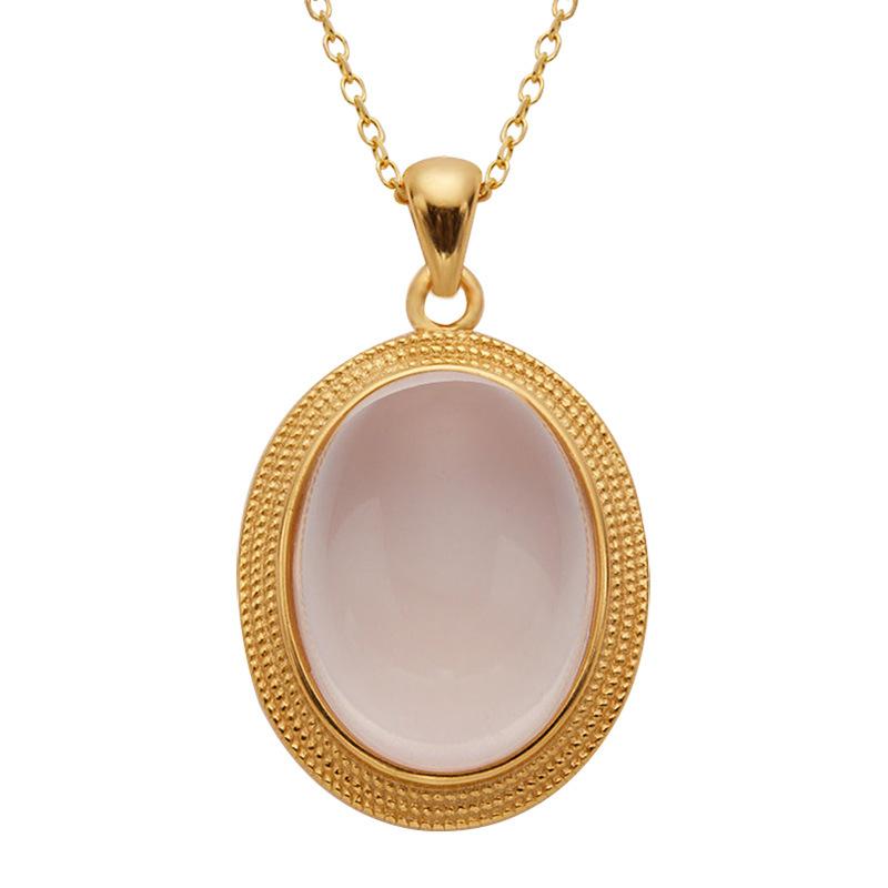 Natural Colored Treasure Powder Crystal Necklace Pendant Chinese Antique S925 Sterling Silver Xiaohongshu