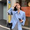 Stretch Cotton Zipper Long Sleeve Women's Loose Slimming Japanese Style Shirt Jacket