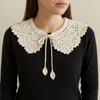 White Milk Silk Crochet Shawl Detachable Scarf Accessories Sweet Fake Collar  Women