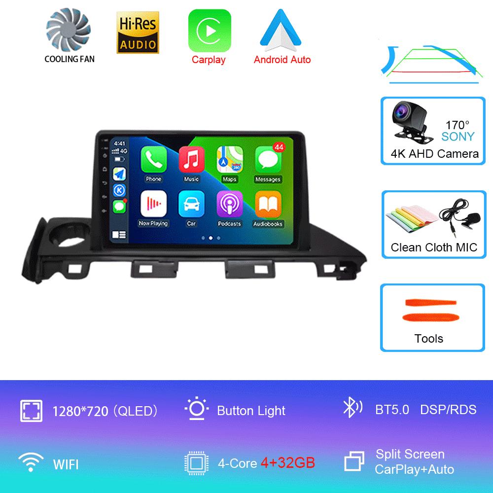 For Mazda 6 Atenza 3 2016 2017 2018 Android 14 Car Radio GPS Navigation 4G WIFI Video BT Carplay DSP Player No DVD