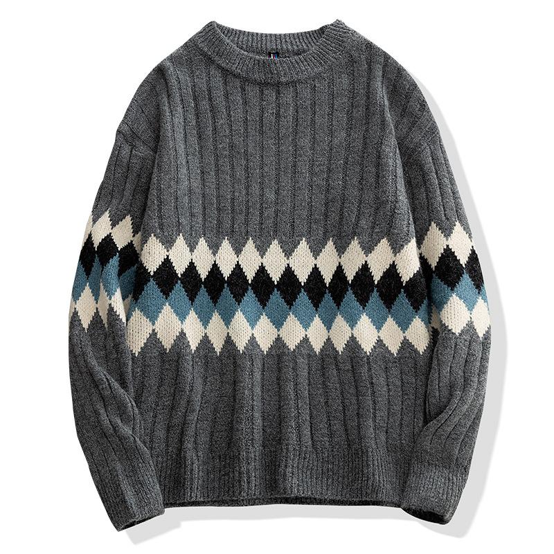 Winter Men 'S Round Neck Thicken Sweater Loose Knitwear Sweater Warm Bottoming Shirt 