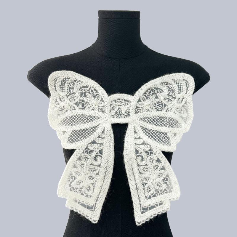 2pcs Embroidery Collar Flower Fashion Diamond Bow Knot Chest Flower Nail Bead Three-dimensional Flower Women