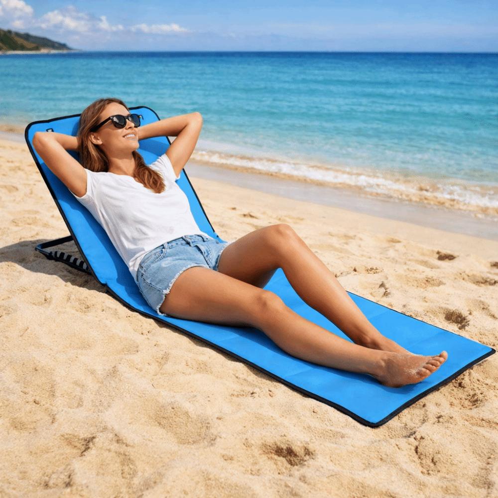 Foldable Design Beach Lounger Reclining Function Headrest Camping Lounger With Handle Folding Lounge Chair Beach Sunbathing