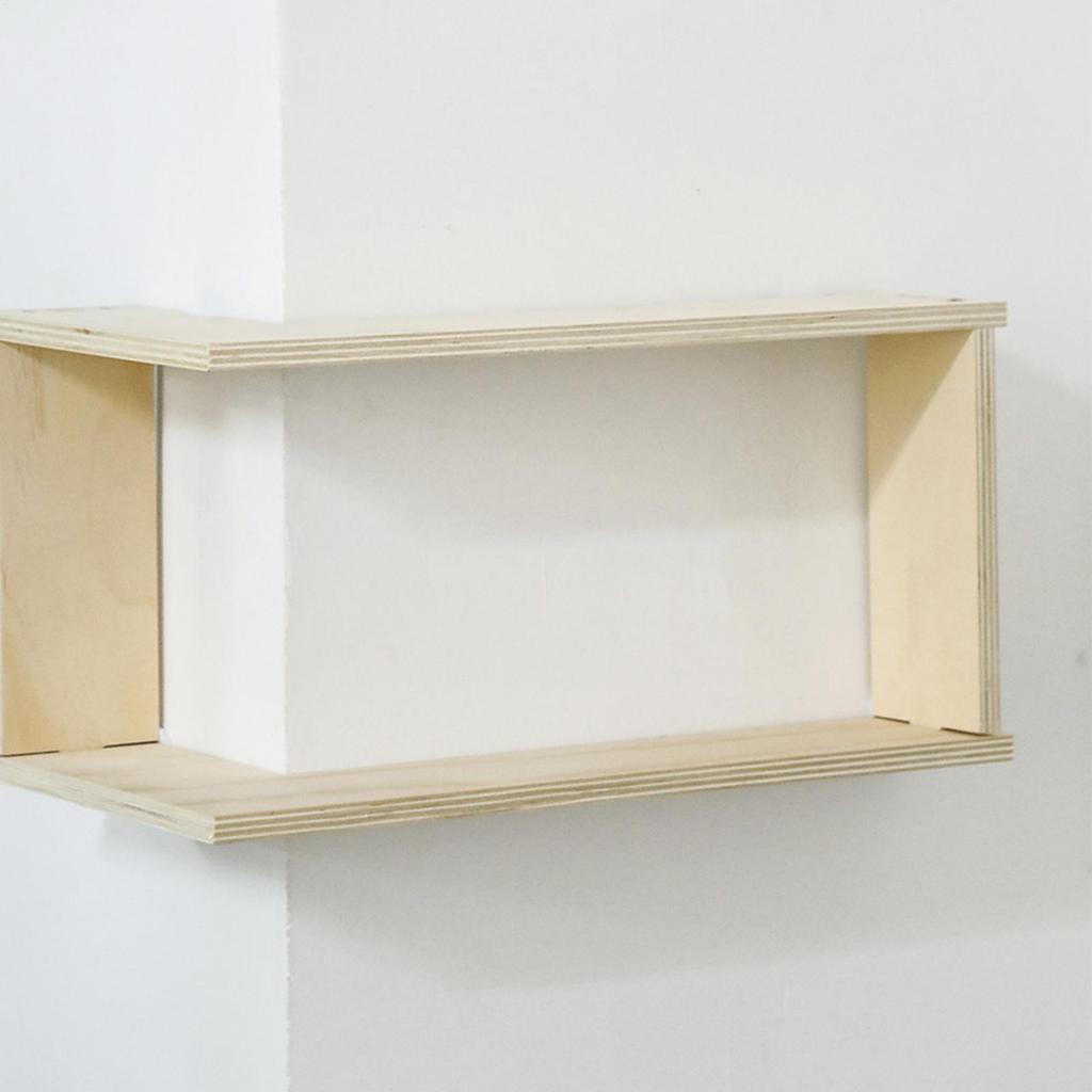 Corner Wall Shelf Wood Double-Layer Flower Pot Organizer Wall Record Display Shelf For Apartment Home Office Bedroom Kitchen